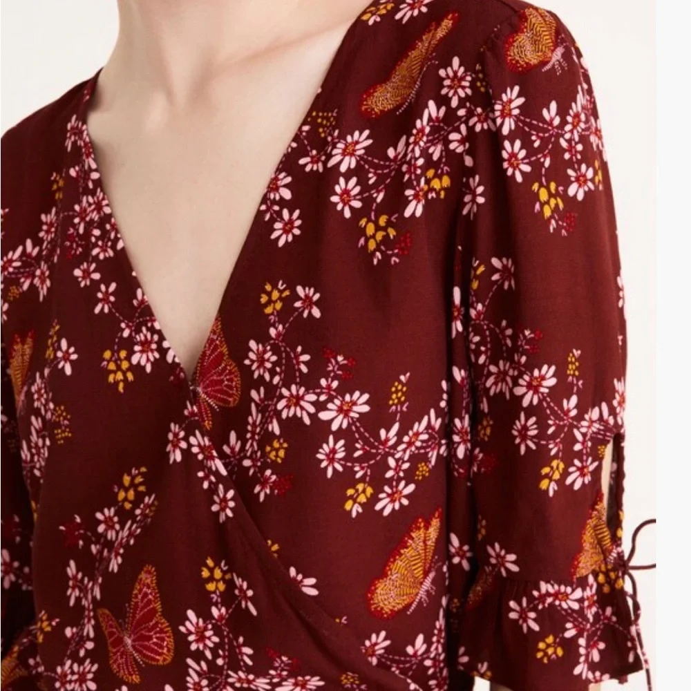 Madewell Tie-Sleeve Wrap Top in Butterfly Sanctuary - Picture 6 of 10